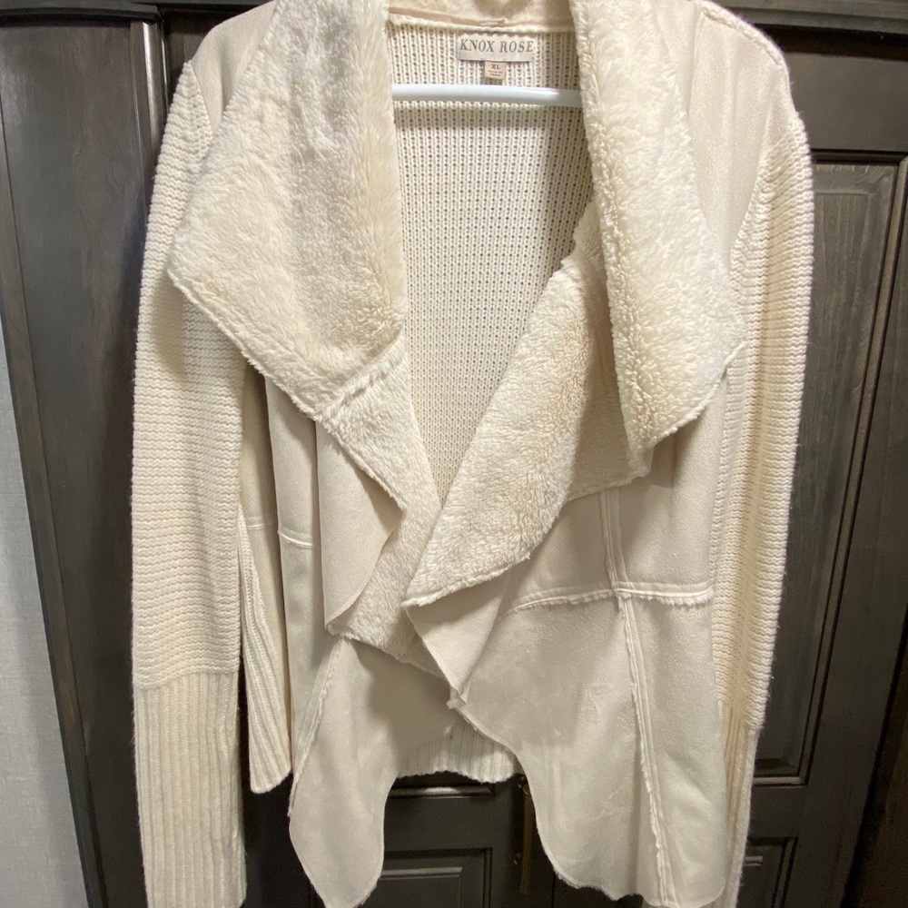 Knox Rose Faux Suede Soft Knit Waterfall Sweater